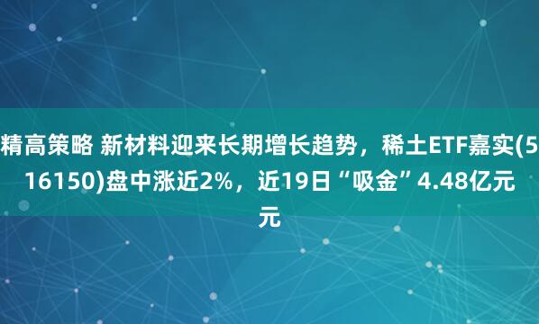 精高策略 新材料迎来长期增长趋势,稀土ETF嘉实(516150)盘中涨近2%,近19日“吸金”4.48亿元